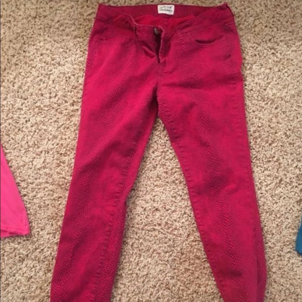 Pink Snack Skin Skinny Jeans. Jean Material!